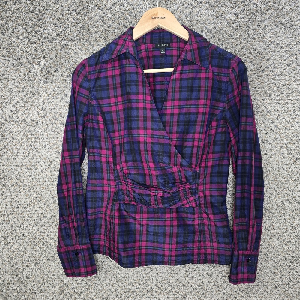 Talbots Top Womens 8 Purple Surplice Neck Long Sleeve Blouse‎ Ladies
